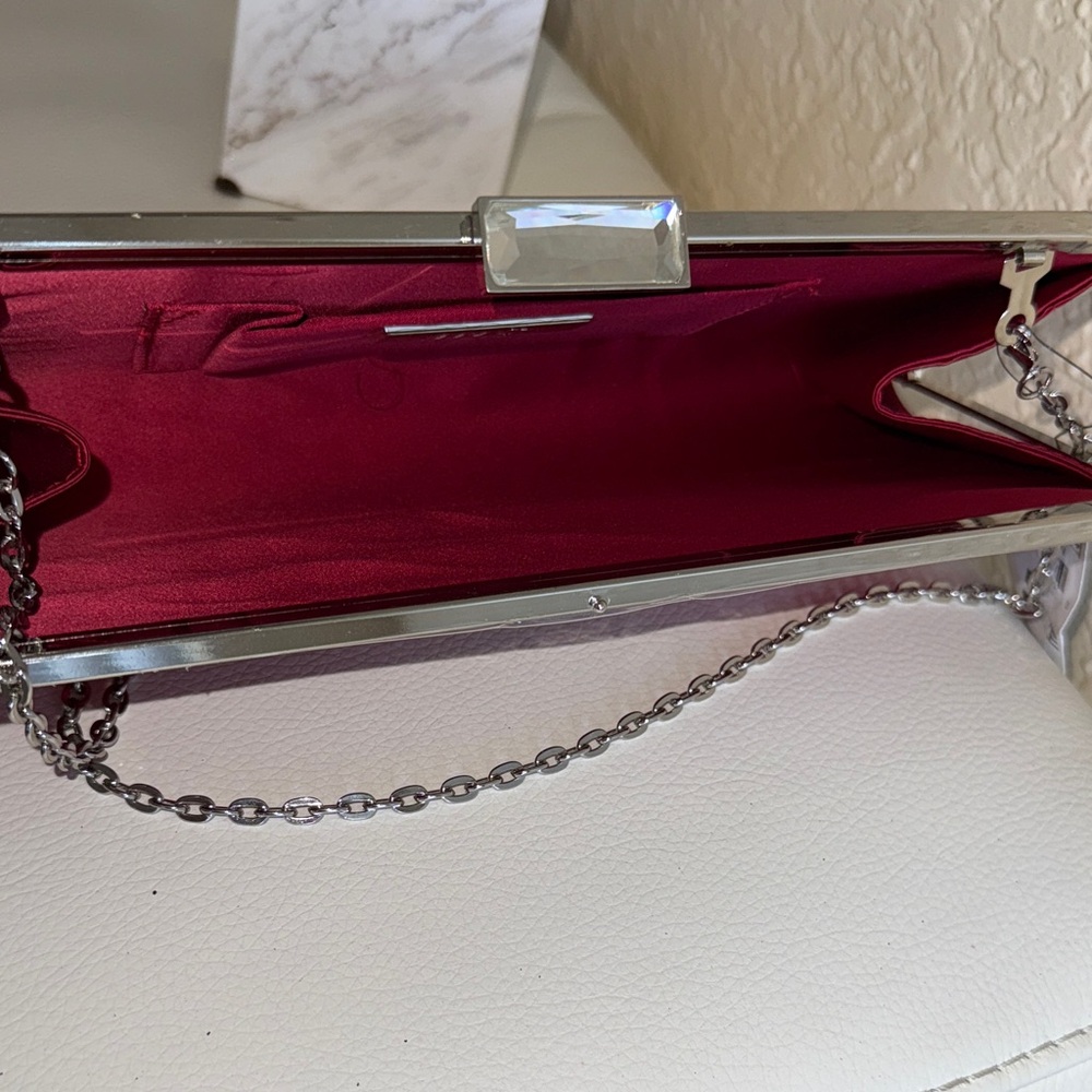 INC Elegant Red Clutch with Chain Strap - Picture 6 of 10